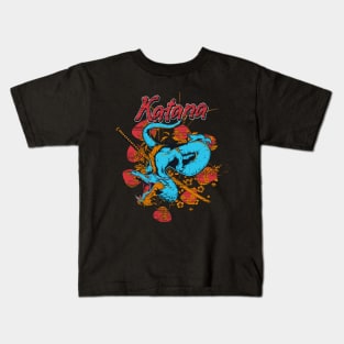 flying dragon with katana flourish Kids T-Shirt